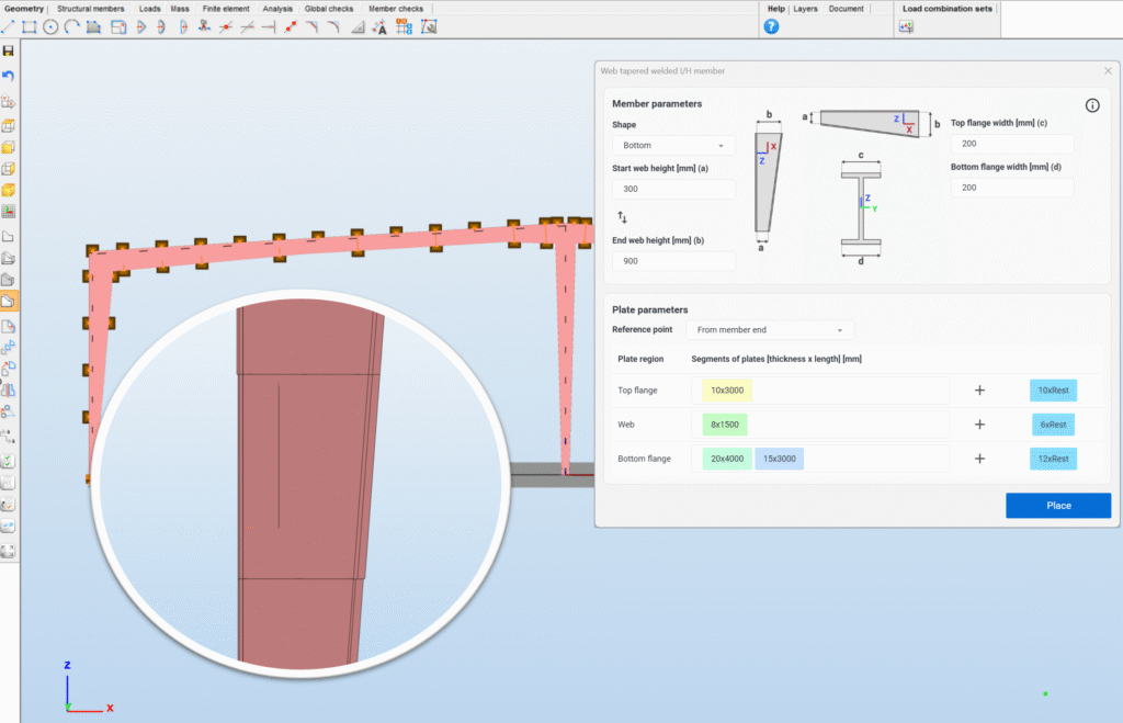 Tapered Built-up Members Made of Several Plates
